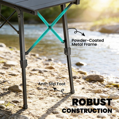 Image of Folding Picnic Table Heavy Duty Camping Table with Removable Plates Non-slip Feet for Outdoor BBQ