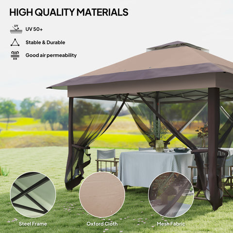 Image of 12' x 12' Foldable Pop-up Party Tent Instant Canopy Sun Shade Gazebo Shelter with Steel Frame, Khaki