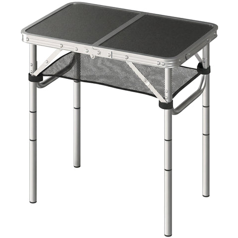 Image of camping furniture -  2ft Folding Camping Table, Picnic Table with Mesh Storage Layer, 4 Adjustable Heights and Carrying 