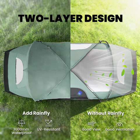 Image of 5-6 Person Family Tent, Outdoor Camping Tent with Lighting Hook, Carrying Bag for Camping, Hiking and Travelling, Green