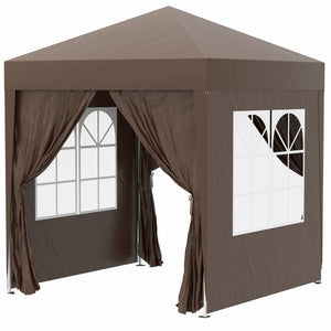 pop up canopy -  6.6'x6.6' Pop Up Canopy Tent with Sidewalls, Instant Sun Shelter Camping Gazebo with Carry Bag, Coffee