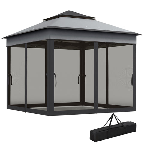 Image of pop up canopy -  10.7 x 10.7ft Pop Up Gazebo, Adjustable Instant Sun Shelter with UV30+ Roof Cover, Removable Mesh Curta