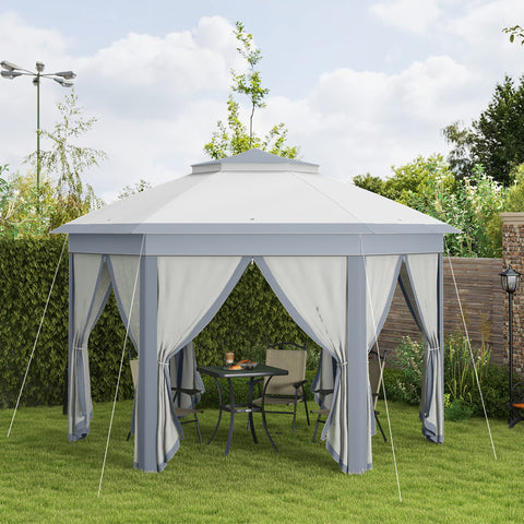 Image of 13' x 13' Pop Up Canopy Tent with Netting and Carry Bag, Instant Sun Shelter, Grey