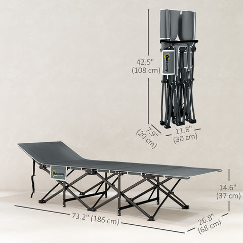Image of 26.8" Wide Folding Bed, Camping Cot for Adults with Cushion, Carry Bag, Max Load 330 LBS, Black