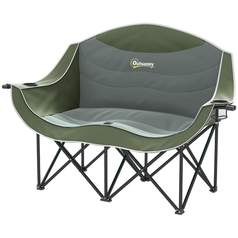 Image of camping furniture -  Portable Camp Chair, Double Camping Chair with Cup Holders and Carry Bag, Support 551 lbs, Dark Gre