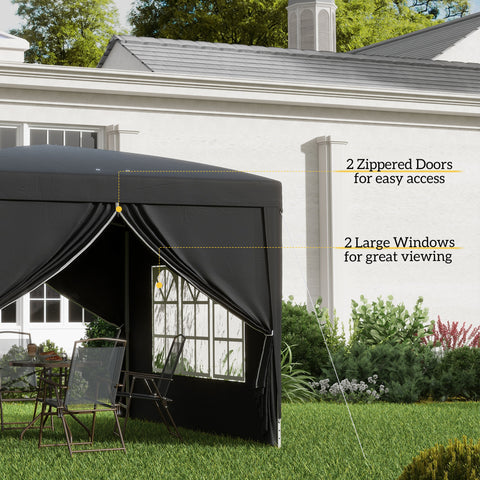 Image of 10'x10' Outdoor Pop Up Party Tent Wedding Gazebo Canopy with Carrying Bag (Black)