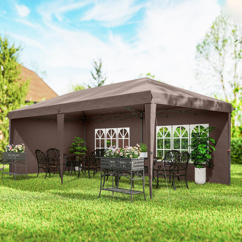 Image of 10' x 20' Outdoor Pop Up Canopy Tent Party Tent Instant Shelter W/ Carrying Bag, Coffee