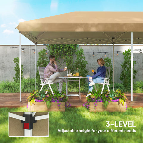 Image of 10' x 20' Pop Up Canopy Tent Gazebo with Removable Mesh Sidewall Netting, Carry Bag for Backyard Patio Outdoor, Beige