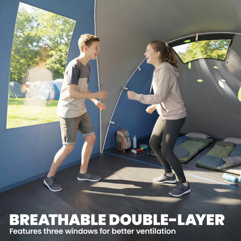 Image of Multi-Room Camping Tent for 8-12 Person, Large Family Tent with 3000mm Waterproof Rainfly and Screen Panels,
