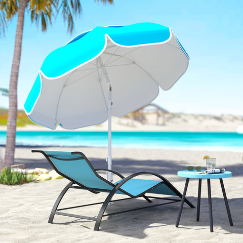 Image of 6 ft Beach Umbrella Portable with Sand Anchor, Carry Bag, Adjustable Height & Tilt, UPF50+ UV Protection, Blue