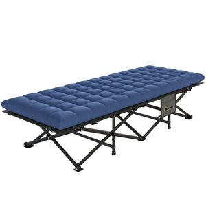 camping cot -  Camping Cot with Soft Pad, 32" Extra Wide Folding Cots with Non-Slip Feet and Carry Bag, Blue