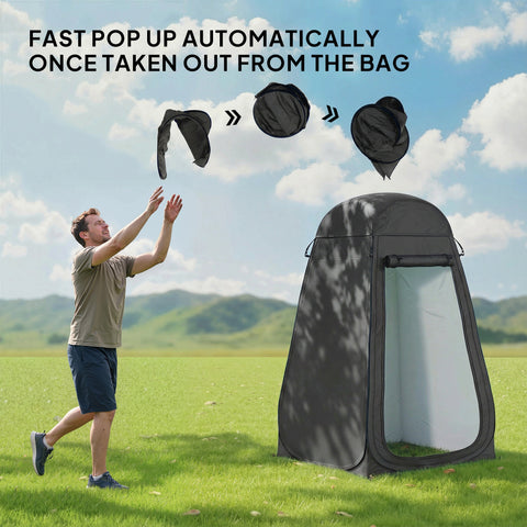 Image of Pop Up Shower Tent, Portable Privacy Room for Outdoor Changing, Dressing, Fishing Storage with Carrying Bag, Black