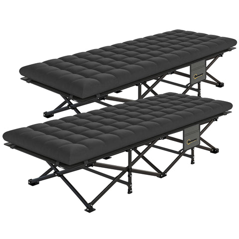 Image of camping cot -  Set of 2 Camping Cot with Soft Pad, 32" Extra Wide Folding Cots with Non-Slip Feet and Carry Bag, Black