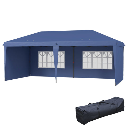 Image of pop up canopy -  10' x 20' Outdoor Pop Up Canopy Tent Party Tent Instant Shelter W/ Carrying Bag, Blue