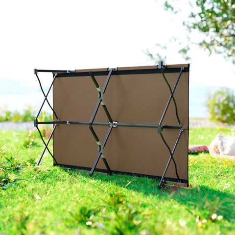 Image of 76" Two Person Folding Camping Cot Outdoor Portable Double Cot Wide Military Sleeping Bed w/ Carrying Bag Khaki