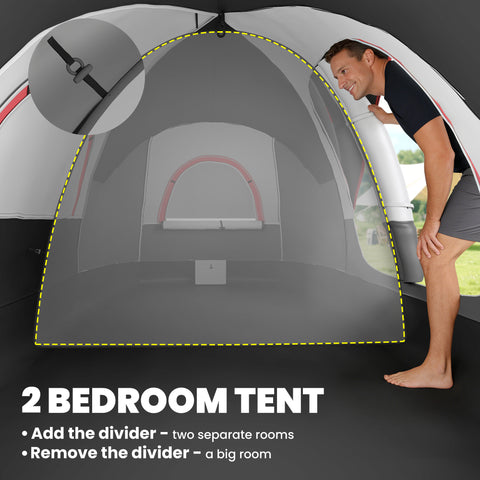 Image of Camping Tent for 6-8 Man with 2000mm Waterproof Rainfly and Carry Bag for Fishing Hiking Festival, Dark Grey
