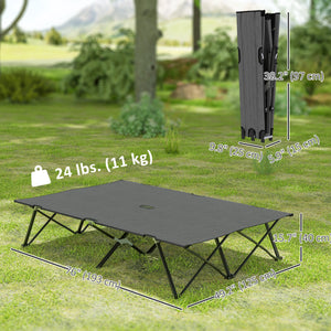 Two Person Folding Camping Cot Outdoor Portable Double Cot with Carrying Bag 76