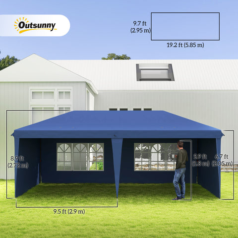 Image of 10' x 20' Outdoor Pop Up Canopy Tent Party Tent Instant Shelter W/ Carrying Bag, Blue