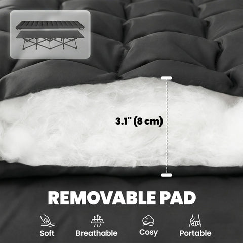 Image of Camping Cot with Soft Pad, 32" Extra Wide Folding Cots with Non-Slip Feet and Carry Bag, Black