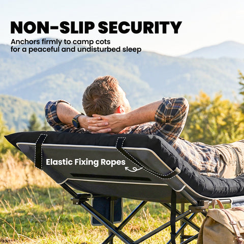 Image of Sleeping Mat, Camping Mat Pad with Elastic Straps, Black