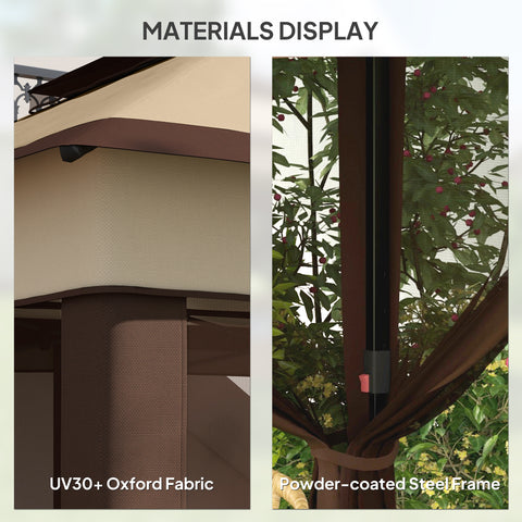 Image of 10.7 x 10.7ft Pop Up Gazebo, Adjustable Instant Sun Shelter with UV30+ Roof Cover, Removable Mesh Curtains, Beige