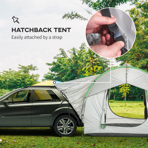 Image of 2000mm Waterproof SUV Tent, Car Tent with 3 Doors and Mesh Window, for 5-6 Person Camping Travel, Grey and Green