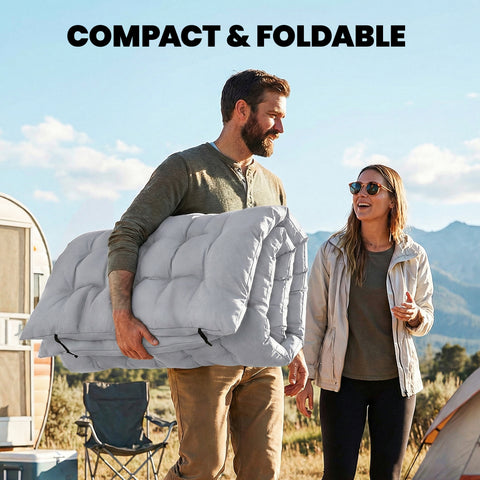Image of Sleeping Mat, Camping Mat Pad with Elastic Straps, Light Grey