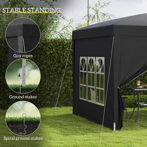 Image of 10'x10' Outdoor Pop Up Party Tent Wedding Gazebo Canopy with Carrying Bag (Black)