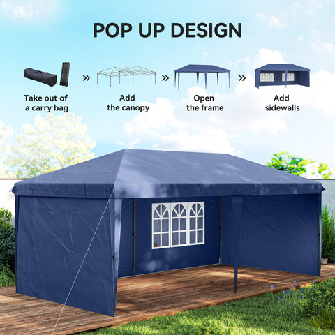 Image of 10' x 20' Outdoor Pop Up Canopy Tent Party Tent Instant Shelter W/ Carrying Bag, Blue