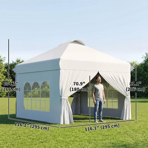 Image of 10' x 10' Pop Up Canopy Tent, Instant Sun Shelter, Tents for Parties, with Wheeled Carry Bag, White