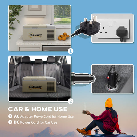 Image of 12 Volt Car Refrigerator, 17QT Car Fridge Electric Cooler, 12/24V DC and 100-240V AC, -68℉-50℉, Portable Refrigerator