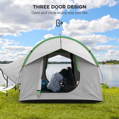 Image of 2000mm Waterproof SUV Tent, Car Tent with 3 Doors and Mesh Window, for 5-6 Person Camping Travel, Grey and Green