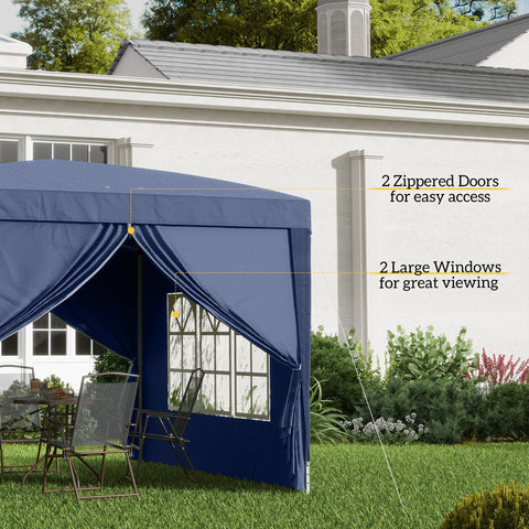 Image of 10'x10' Outdoor Pop Up Party Tent Wedding Gazebo Canopy with Carrying Bag (Blue)