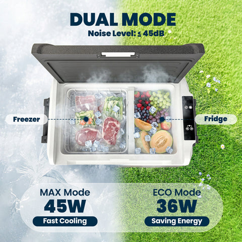 Image of 12 Volt Car Refrigerator, 42QT Car Fridge with App Control, 12/24V DC and 100-240V AC, Black