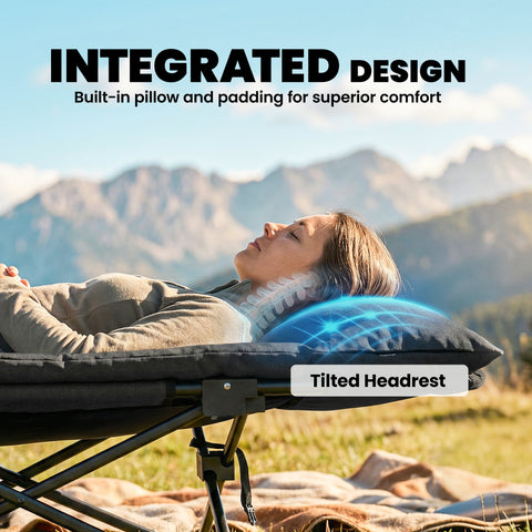 Image of Camping Cot for Adults with Padded Cushion, 31.5" Wide Folding Bed with Carry Bag and Non-Slip Feet, Black