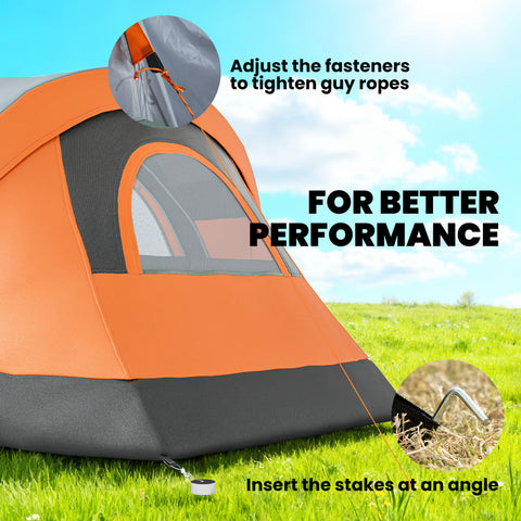 Image of 5-6 Person Family Tent, Outdoor Camping Tent with Lighting Hook, Carrying Bag for Camping, Hiking and Travelling Orange
