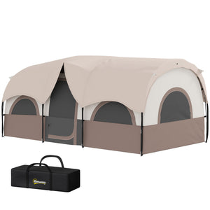 camping tent -  4 Person Camping Tent, 3 Room Cabin Tent, 3000mm Waterproof and UPF30+ with Sewn in Groundsheet and Carr