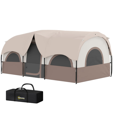 Image of camping tent -  4 Person Camping Tent, 3 Room Cabin Tent, 3000mm Waterproof and UPF30+ with Sewn in Groundsheet and Carr