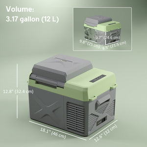 12 Volt Car Refrigerator, 12QT Car Fridge Electric Cooler, 12/24V DC and 110-240V AC, -4℉~68℉, Portable Refrigerator