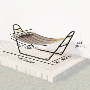 Hammock with Stand, Heavy Duty Camping Hammock with Detachable Pillow and Spreader Bar, 264 lbs Capacity, Multicolor