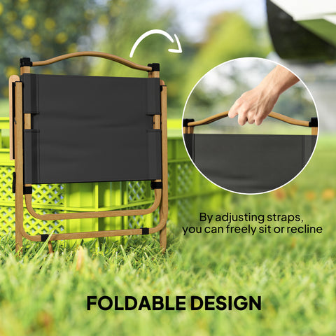 Image of Camping Chair, Lightweight Folding Chair, Portable Armchair, Excellent for Festivals, Fishing, Dark Grey