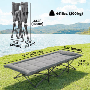 Camping Cot for Adults with Padded Cushion, 31.5