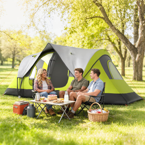 Image of Camping Tent for 6-8 Man with 2000mm Waterproof Rainfly and Carry Bag for Fishing Hiking Festival, Green