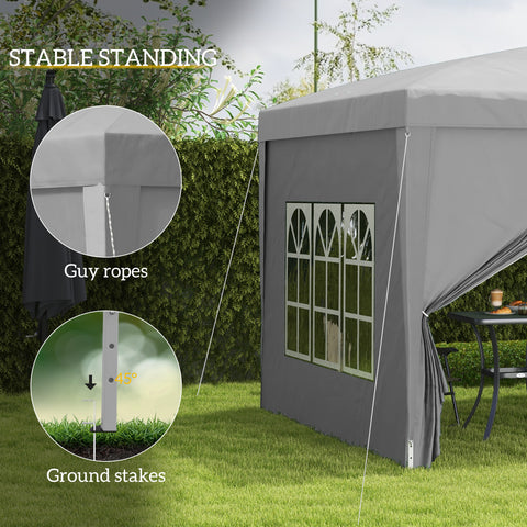 Image of 10'x10' Outdoor Pop Up Party Tent Wedding Gazebo Canopy with Carrying Bag (Light Grey)