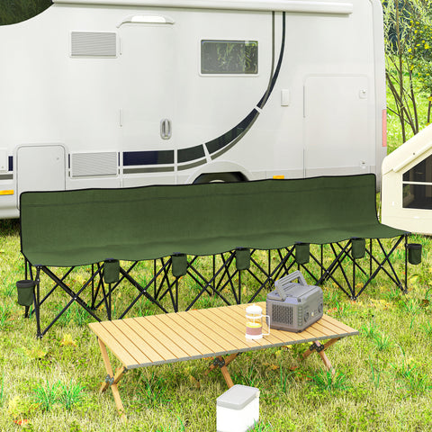 Image of 6 Seat Folding Camping Chair with Cup Holder and Carrying Case for Camping, Picnic, Sports Events, Dark Green