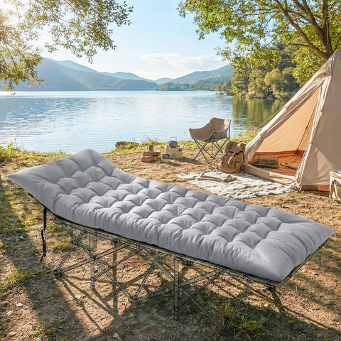Image of Sleeping Mat, Camping Mat Pad with Elastic Straps, Light Grey