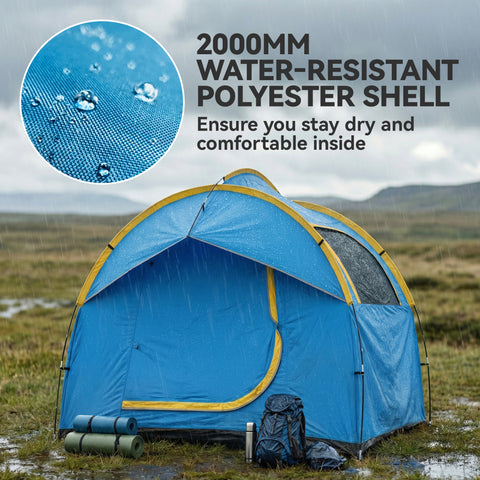 Image of 3000mm Waterproof SUV Tent, Car Tent with 3 Doors and Mesh Window, for 5-6 Person Camping Travel, Blue and Orange
