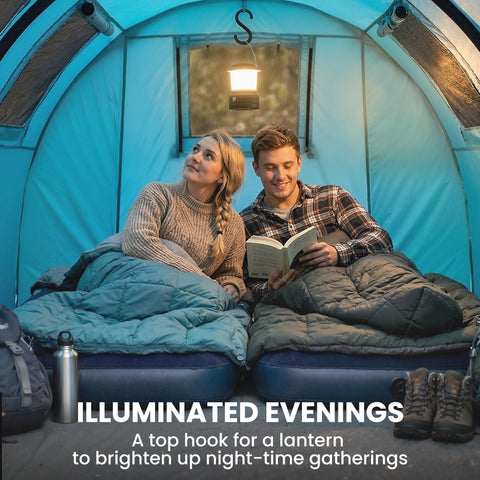 Image of 3-4 Person Camping Tent with 2 Rooms, 3000mm Waterproof Portable Family Tent with Carry Bag, Sky Blue