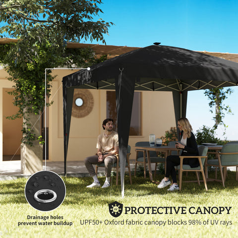 Image of 10 x 10 ft Pop Up Canopy Tent with Central Light, UPF 50+ Instant Portable Canopy Shelter with Remote, Black