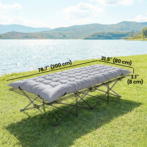 Image of Sleeping Mat, Camping Mat Pad with Elastic Straps, Light Grey